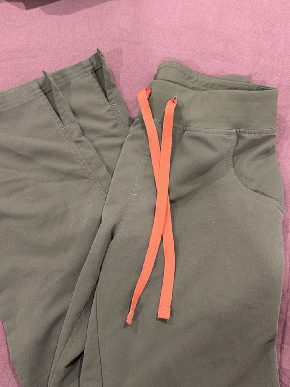 Figs Men's Olive Joggers with Coral Drawstring
